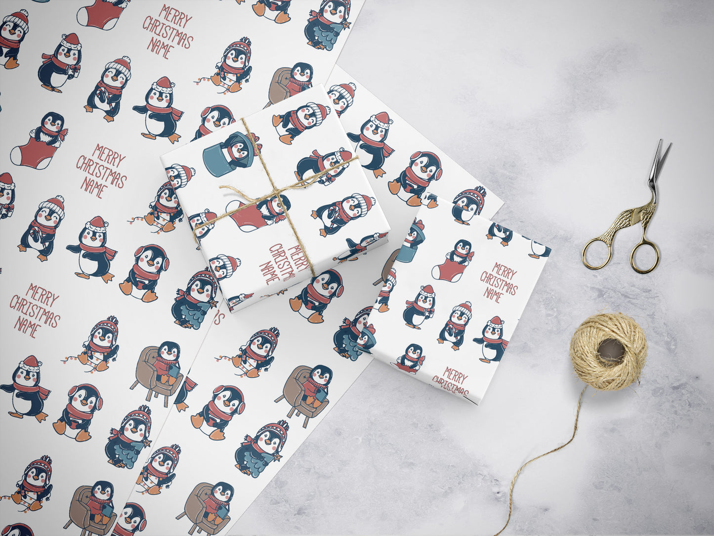 Christmas Giftwrap - Penguins