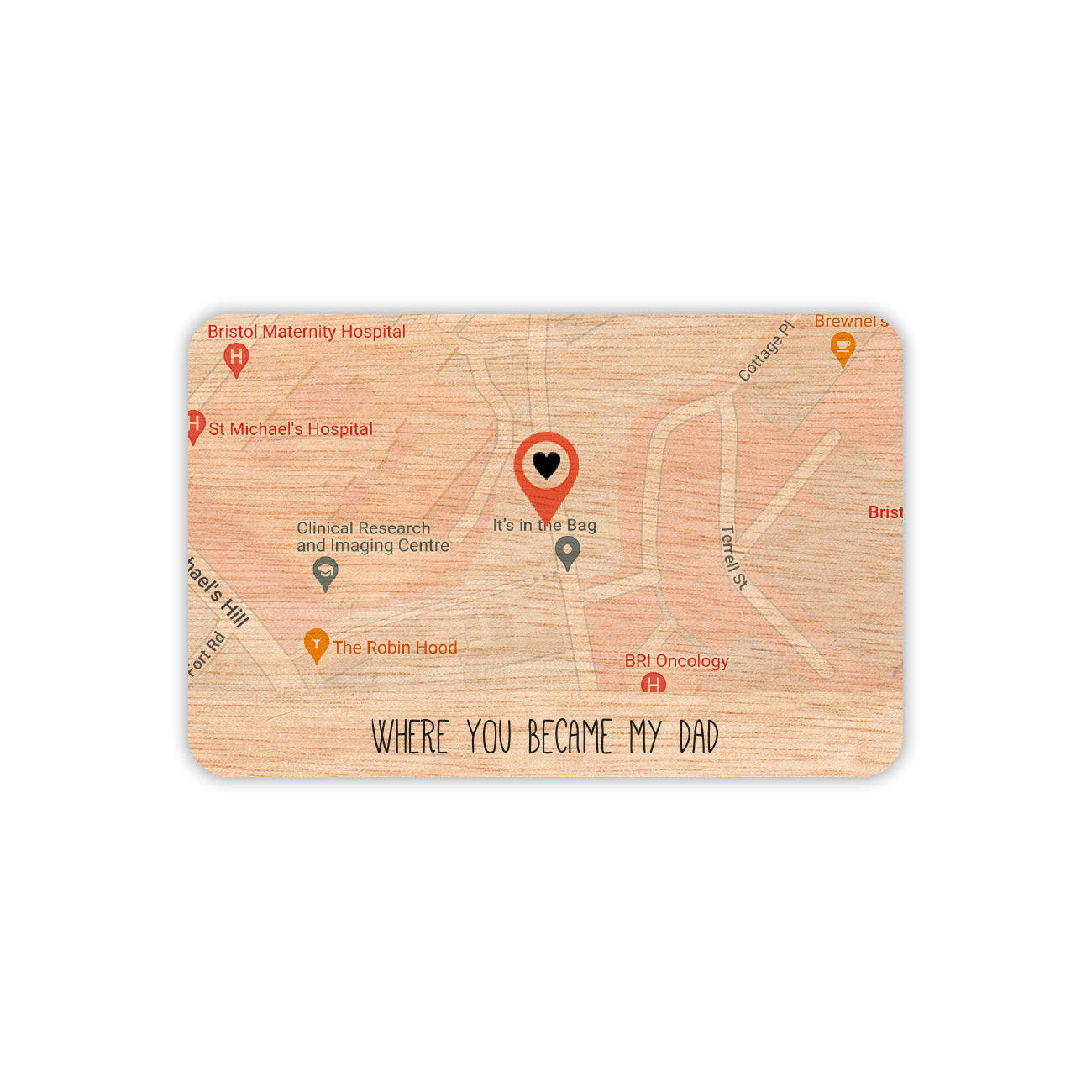 Where You Became wooden wallet card